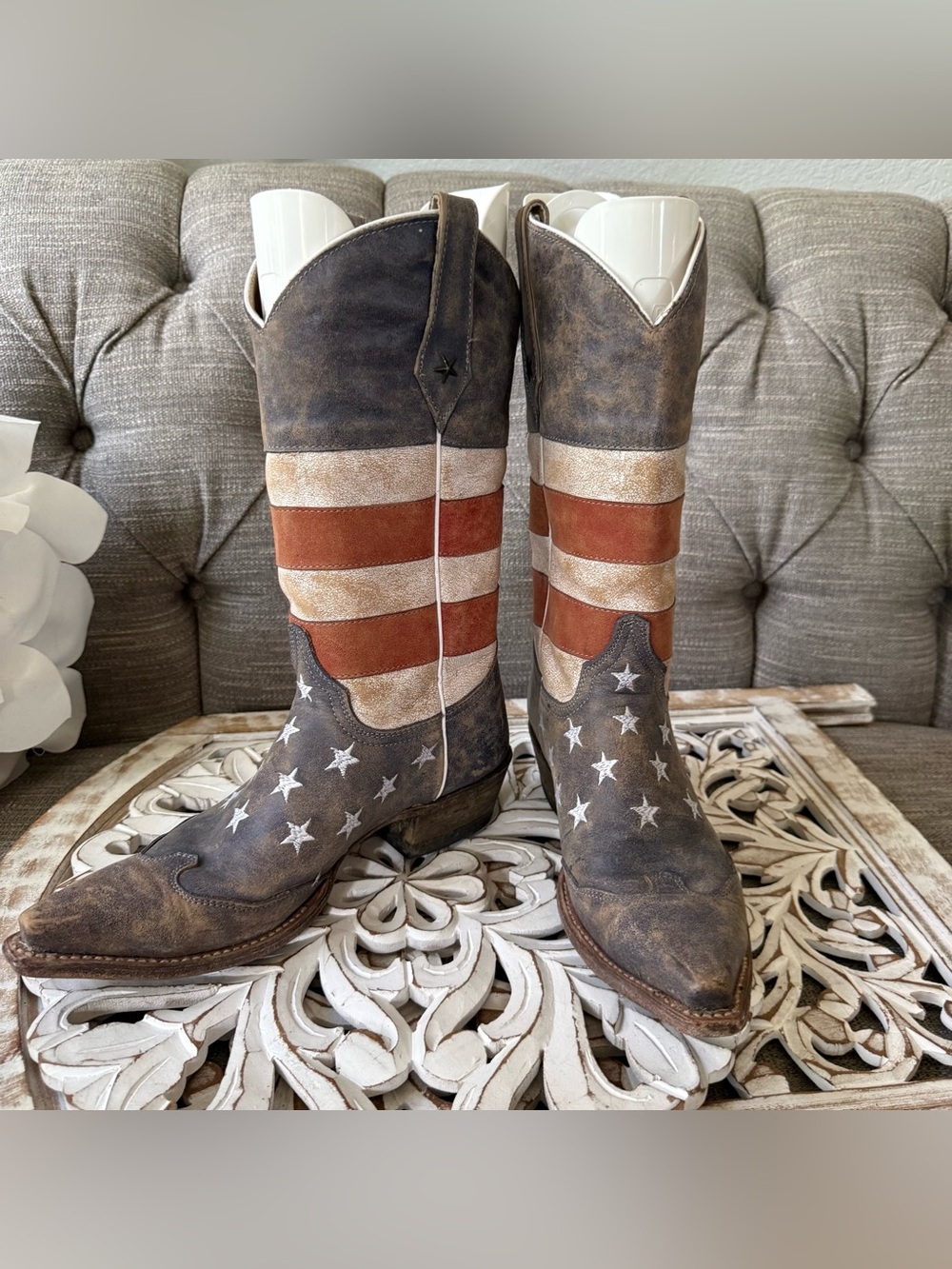 Roper Western Patriotic Star & Stripe Western Cowboy Boots